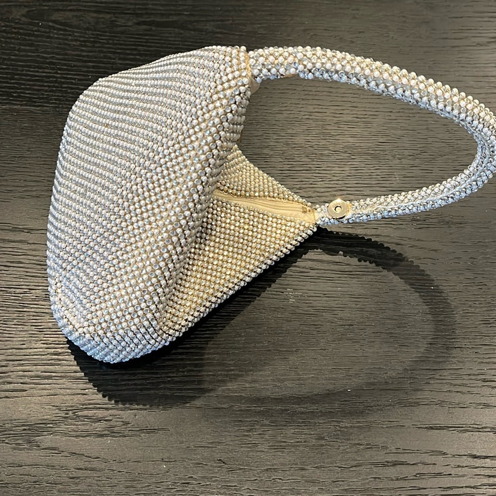 JESSICA MCCLINTOCK Silver Beaded Wristlet